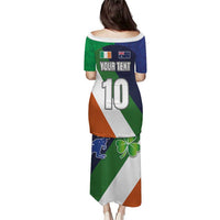 Custom Ireland and Australia Puletasi Shamrocks and Aboriginal Art