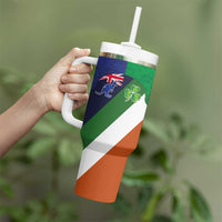 Custom Ireland and Australia Tumbler With Handle Shamrocks and Aboriginal Art