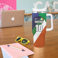 Custom Ireland and Australia Tumbler With Handle Shamrocks and Aboriginal Art