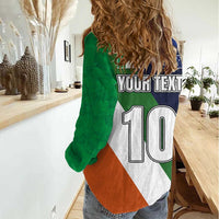 Custom Ireland and Australia Women Casual Shirt Shamrocks and Aboriginal Art