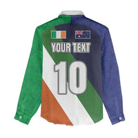 Custom Ireland and Australia Women Casual Shirt Shamrocks and Aboriginal Art