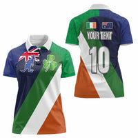 Custom Ireland and Australia Women Polo Shirt Shamrocks and Aboriginal Art