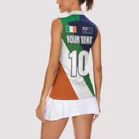 Custom Ireland and Australia Women Sleeveless Polo Shirt Shamrocks and Aboriginal Art