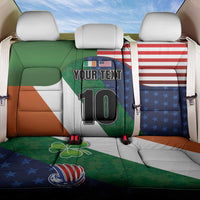 Custom Ireland and United States Back Car Seat Cover Shamrocks and American Flag Style