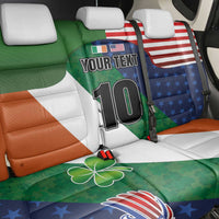 Custom Ireland and United States Back Car Seat Cover Shamrocks and American Flag Style