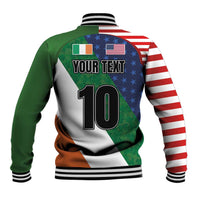 Custom Ireland and United States Baseball Jacket Shamrocks and American Flag Style