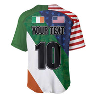 Custom Ireland and United States Baseball Jersey Shamrocks and American Flag Style
