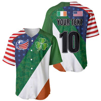 Custom Ireland and United States Baseball Jersey Shamrocks and American Flag Style