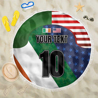 Custom Ireland and United States Beach Blanket Shamrocks and American Flag Style