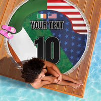 Custom Ireland and United States Beach Blanket Shamrocks and American Flag Style