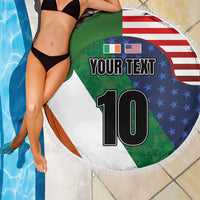 Custom Ireland and United States Beach Blanket Shamrocks and American Flag Style