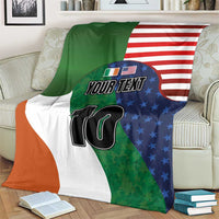 Custom Ireland and United States Blanket Shamrocks and American Flag Style