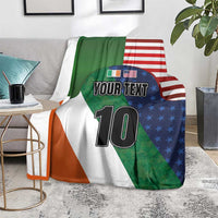 Custom Ireland and United States Blanket Shamrocks and American Flag Style