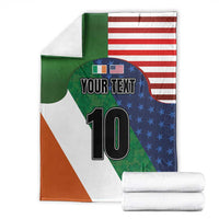 Custom Ireland and United States Blanket Shamrocks and American Flag Style