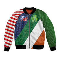 Custom Ireland and United States Bomber Jacket Shamrocks and American Flag Style