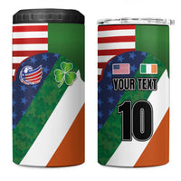 Custom Ireland and United States 4 in 1 Can Cooler Tumbler Shamrocks and American Flag Style