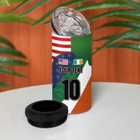 Custom Ireland and United States 4 in 1 Can Cooler Tumbler Shamrocks and American Flag Style
