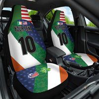 Custom Ireland and United States Car Seat Cover Shamrocks and American Flag Style