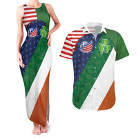 Custom Ireland and United States Couples Matching Tank Maxi Dress and Hawaiian Shirt Shamrocks and American Flag Style