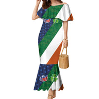 Custom Ireland and United States Family Matching Mermaid Dress and Hawaiian Shirt Shamrocks and American Flag Style