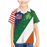 Custom Ireland and United States Family Matching Mermaid Dress and Hawaiian Shirt Shamrocks and American Flag Style