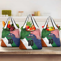 Custom Ireland and United States Grocery Bag Shamrocks and American Flag Style