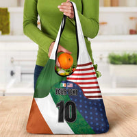 Custom Ireland and United States Grocery Bag Shamrocks and American Flag Style