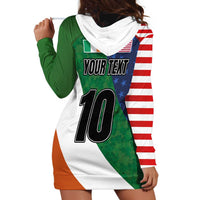 Custom Ireland and United States Hoodie Dress Shamrocks and American Flag Style
