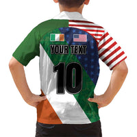 Custom Ireland and United States Kid Hawaiian Shirt Shamrocks and American Flag Style