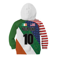 Custom Ireland and United States Kid Hoodie Shamrocks and American Flag Style