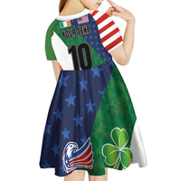 Custom Ireland and United States Kid Short Sleeve Dress Shamrocks and American Flag Style