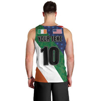 Custom Ireland and United States Men Tank Top Shamrocks and American Flag Style