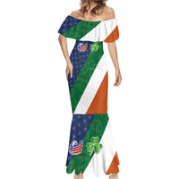 Custom Ireland and United States Mermaid Dress Shamrocks and American Flag Style