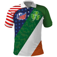 Custom Ireland and United States Polo Shirt Shamrocks and American Flag Style