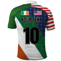 Custom Ireland and United States Polo Shirt Shamrocks and American Flag Style