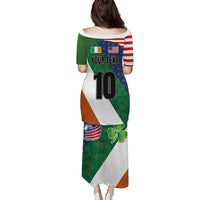 Custom Ireland and United States Puletasi Shamrocks and American Flag Style