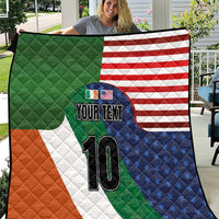 Custom Ireland and United States Quilt Shamrocks and American Flag Style