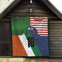 Custom Ireland and United States Quilt Shamrocks and American Flag Style