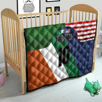Custom Ireland and United States Quilt Shamrocks and American Flag Style