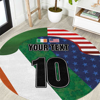 Custom Ireland and United States Round Carpet Shamrocks and American Flag Style