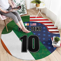 Custom Ireland and United States Round Carpet Shamrocks and American Flag Style