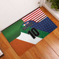 Custom Ireland and United States Rubber Doormat Shamrocks and American Flag Style