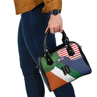 Custom Ireland and United States Shoulder Handbag Shamrocks and American Flag Style