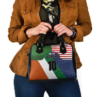 Custom Ireland and United States Shoulder Handbag Shamrocks and American Flag Style