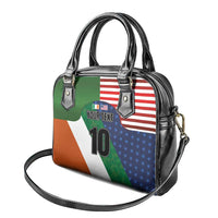 Custom Ireland and United States Shoulder Handbag Shamrocks and American Flag Style