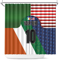 Custom Ireland and United States Shower Curtain Shamrocks and American Flag Style