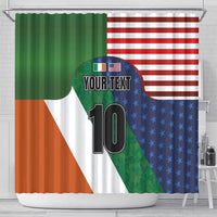 Custom Ireland and United States Shower Curtain Shamrocks and American Flag Style