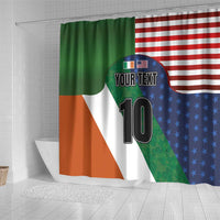 Custom Ireland and United States Shower Curtain Shamrocks and American Flag Style