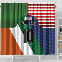 Custom Ireland and United States Shower Curtain Shamrocks and American Flag Style