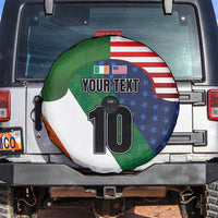 Custom Ireland and United States Spare Tire Cover Shamrocks and American Flag Style